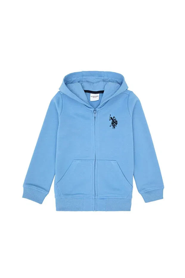 Детский кардиган с капюшоном на молнии U.S. Polo Assn., Light Blue — фото 3