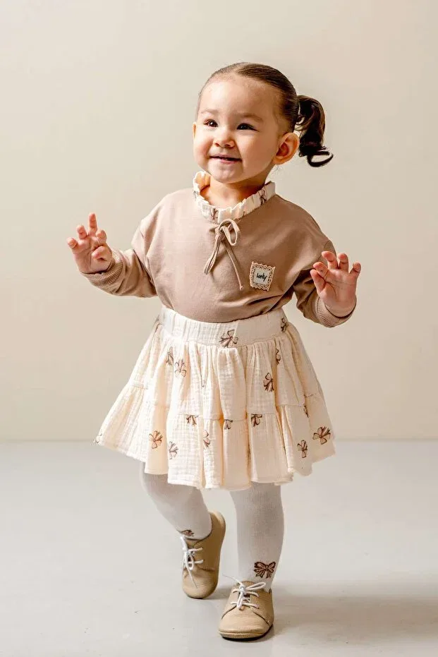 Детский комплект для девочек с юбкой Glam Jnf Kids, Coffee With Milk