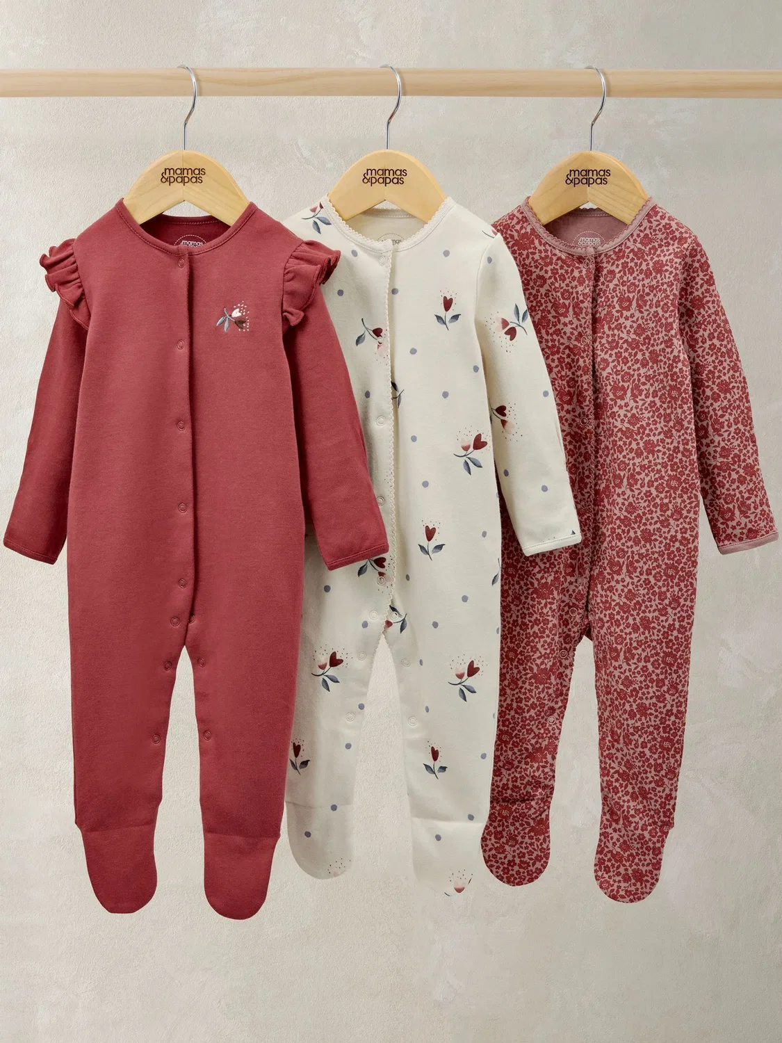 Комплект из 3 комбинезонов Mamas & Papas, розовый