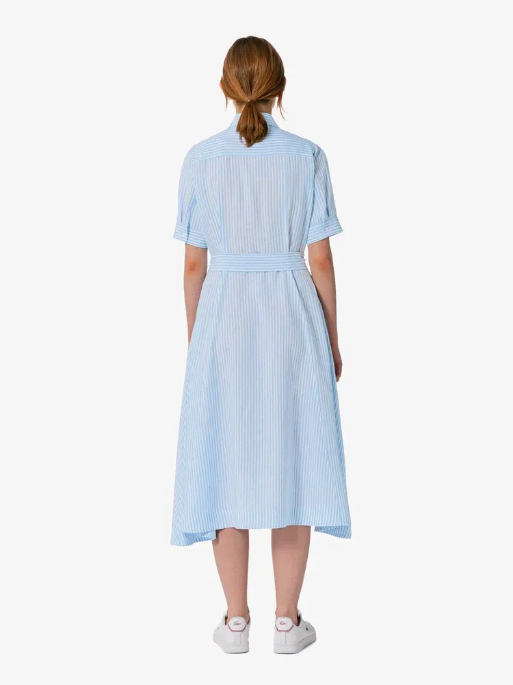 Платье-рубашка льняное LACOSTE Sky Blue — фото 3