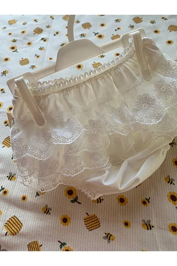 Детские трусы для новорожденных хлопковые Combed Cotton Baby Dress Underpants Honeybeeatelier, Ecru — фото 4