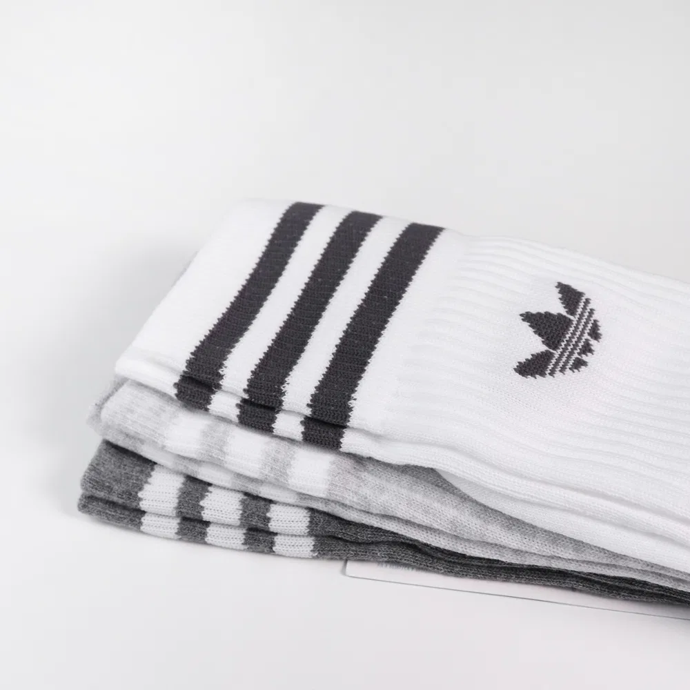 Мужские носки с логотипом Adidas Originals, 3 пары, White/Gray/Black — фото 3
