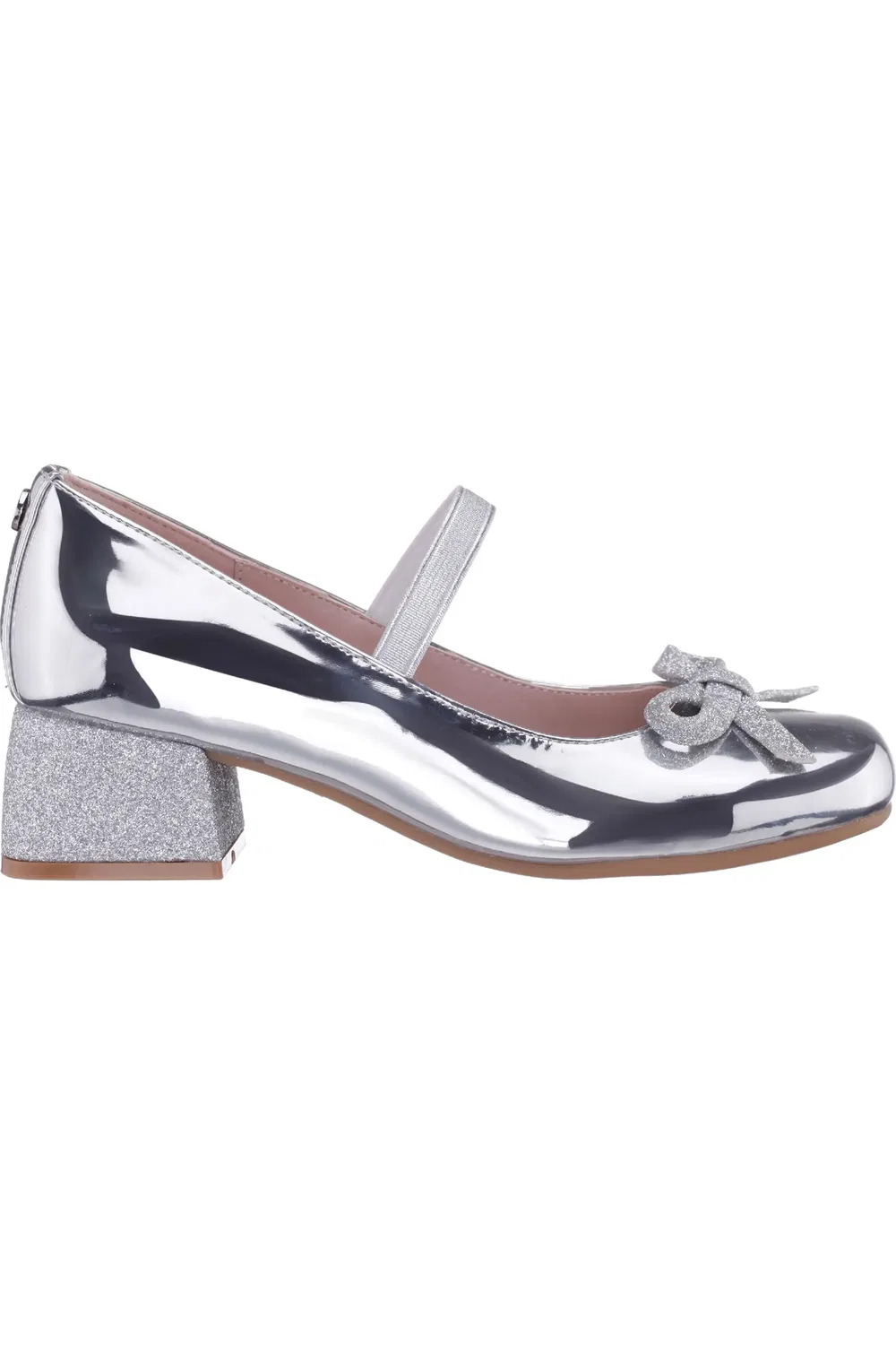 Детские туфли Мэри Джейн с блочным каблуком Bryonna Nina, Silver Metallic — фото 3