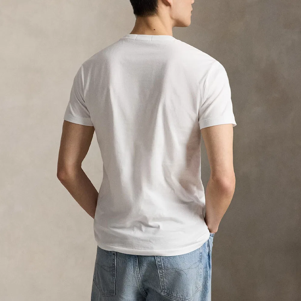 Мужская футболка с принтом Polo Bear Custom Slim Fit Polo Ralph Lauren, White — фото 4