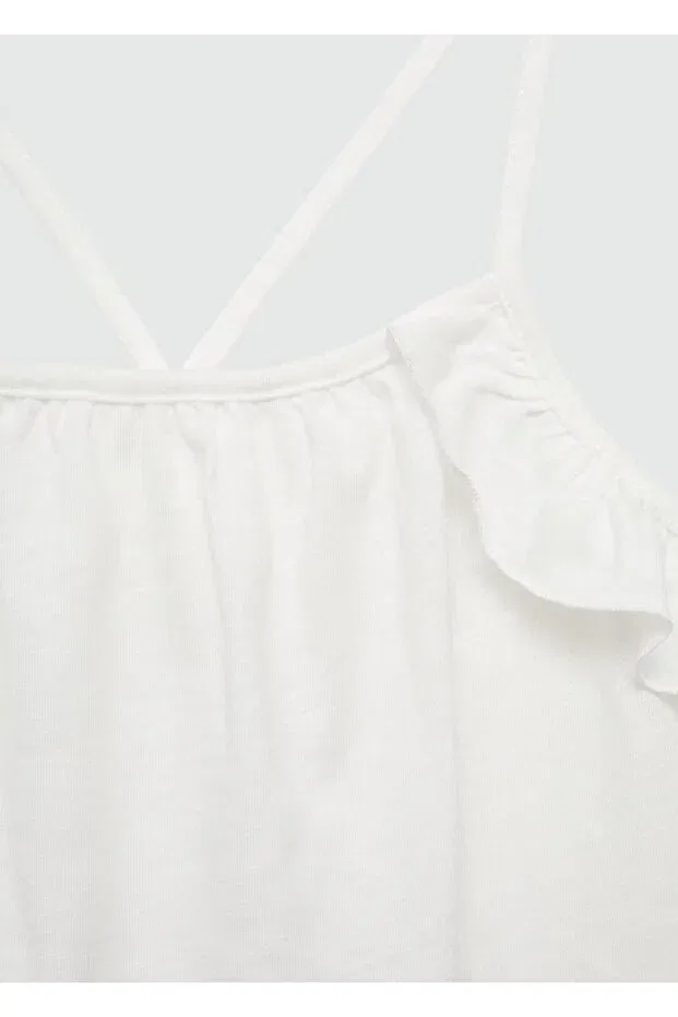 Детская футболка для девочек с воланами Mango Kids, Off White — фото 4