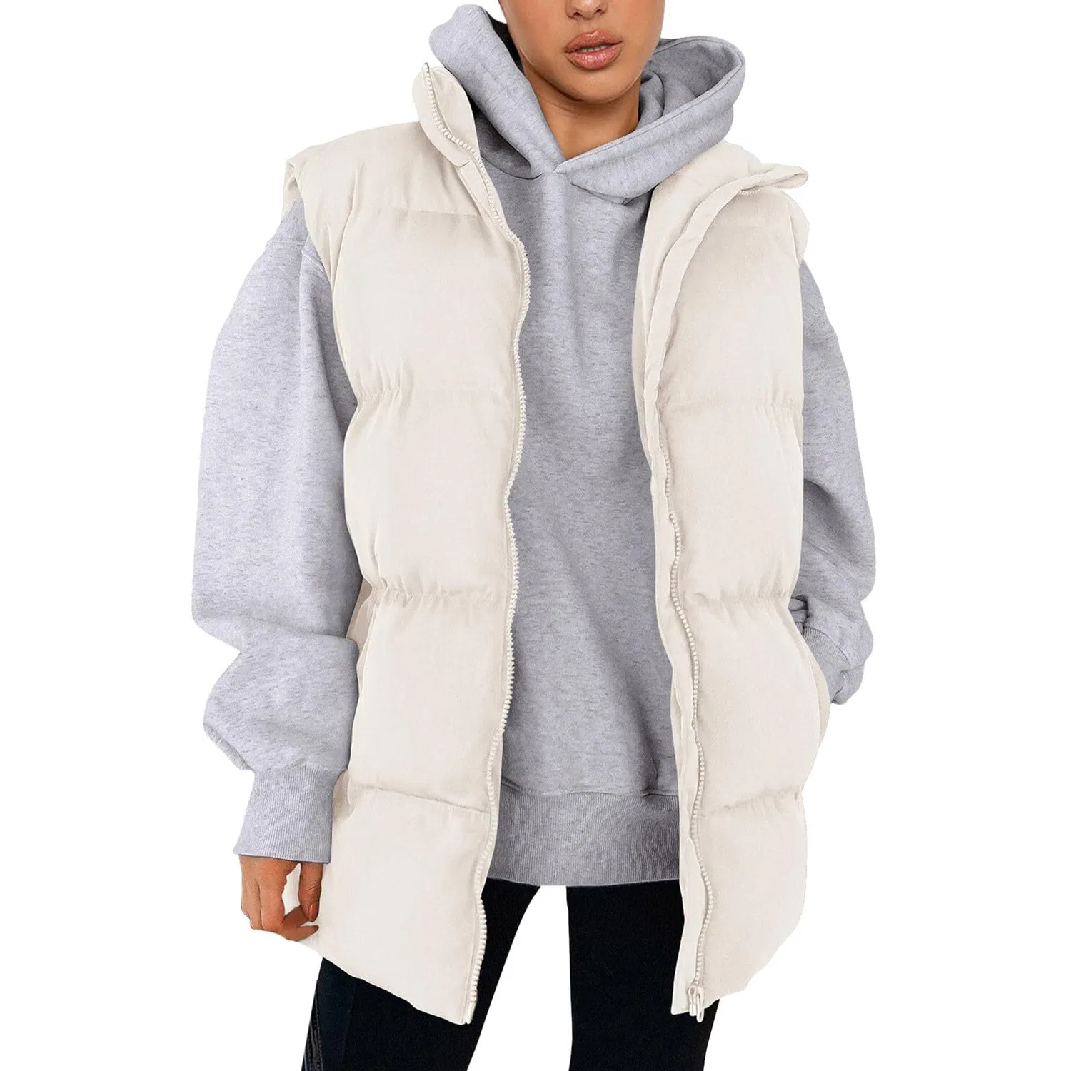 Женский безрукавный стеганый жилет Winter Windproof Jacket, Beige