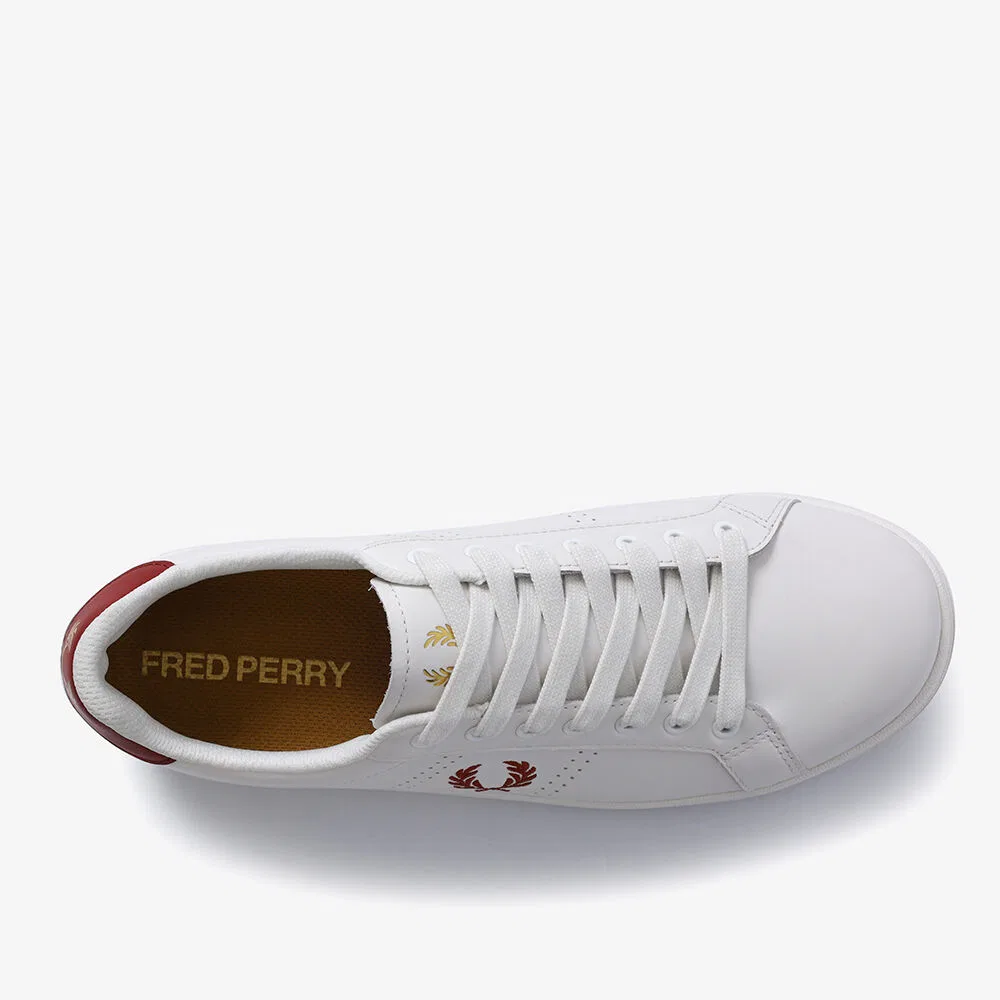 Мужские кожаные кроссовки B721 от Fred Perry, бело-красные — фото 3