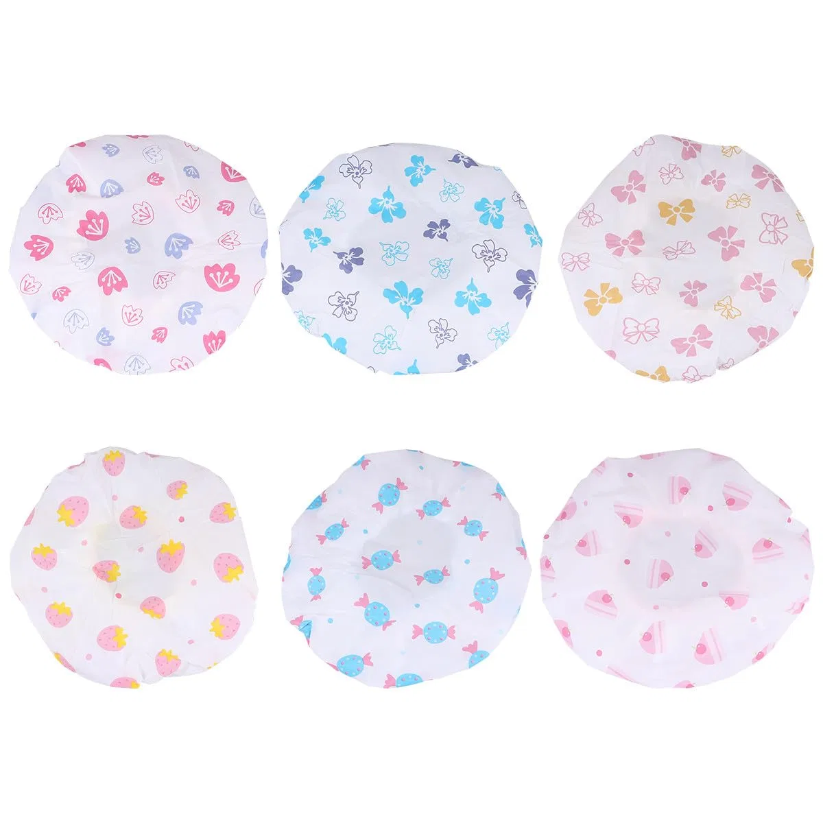 Шапочка для душа PVC с мультяшным дизайном, 12 шт, BIUDECO, 25x25 см, Multi
