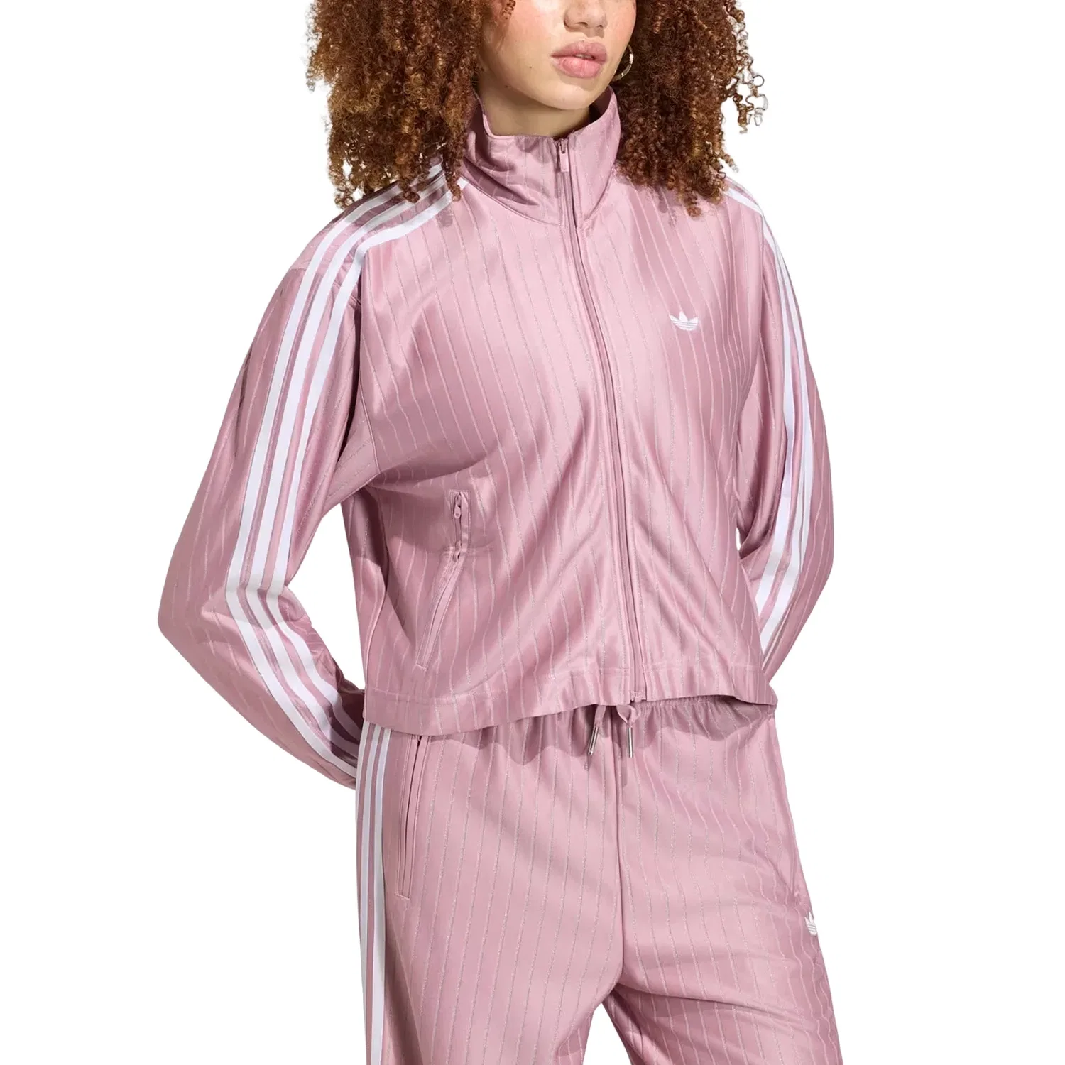 Женская куртка с принтом Firebird Pinstripe Adidas, розовый — фото 2