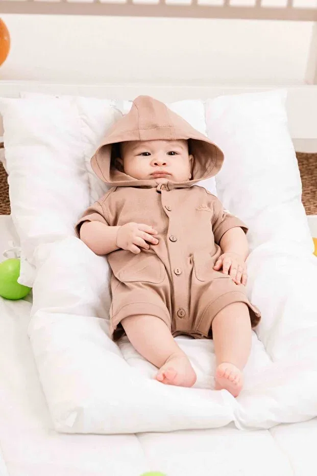 Детский комбинезон с капюшоном из органического хлопка Minimus, Brown