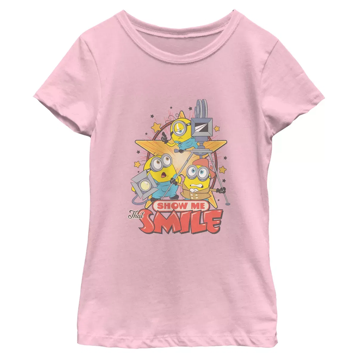 Детская футболка с принтом Show Me That Smile Minions light pink