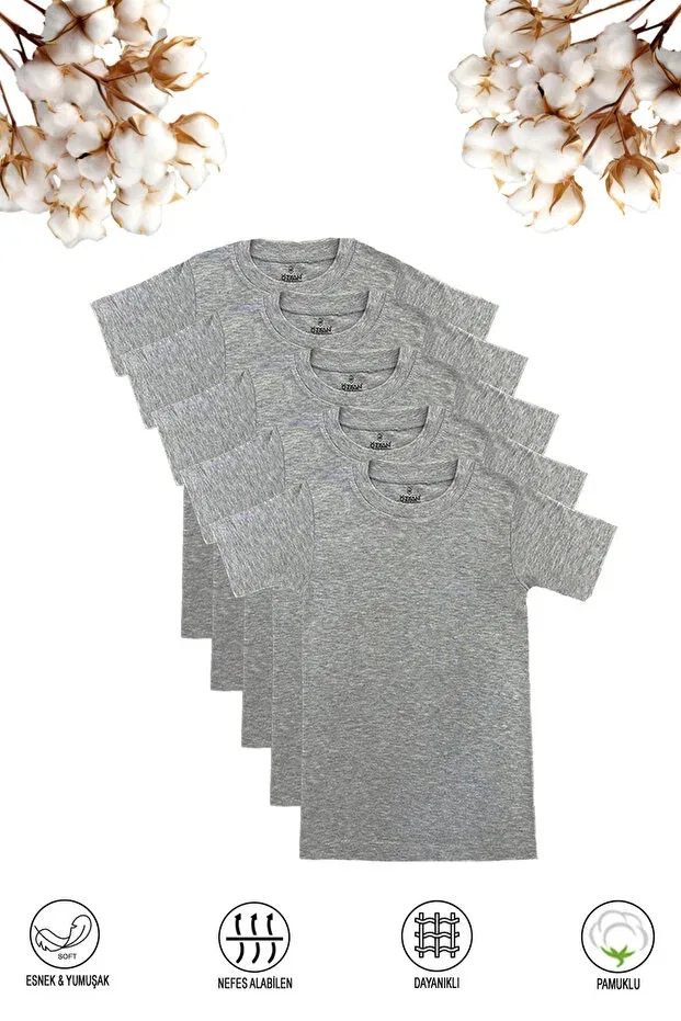 Детское для мальчиков 5-комплект футболок Özkan Underwear, Gray Melange