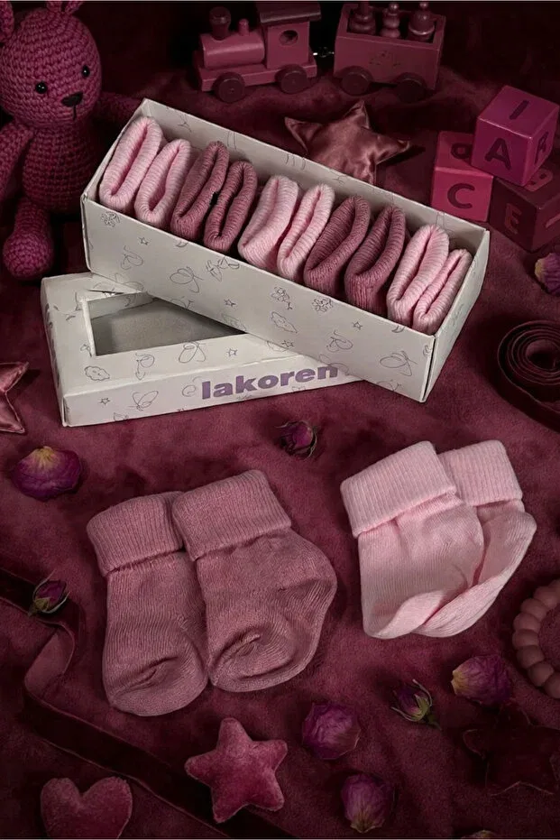 Детские носки для новорожденных хлопковые 5 штук Lakoren, Pink And Rose Dried — фото 2