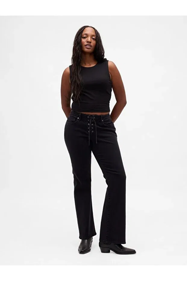 Женские джинсы с принтом из денима Gap, Black-000 — фото 4