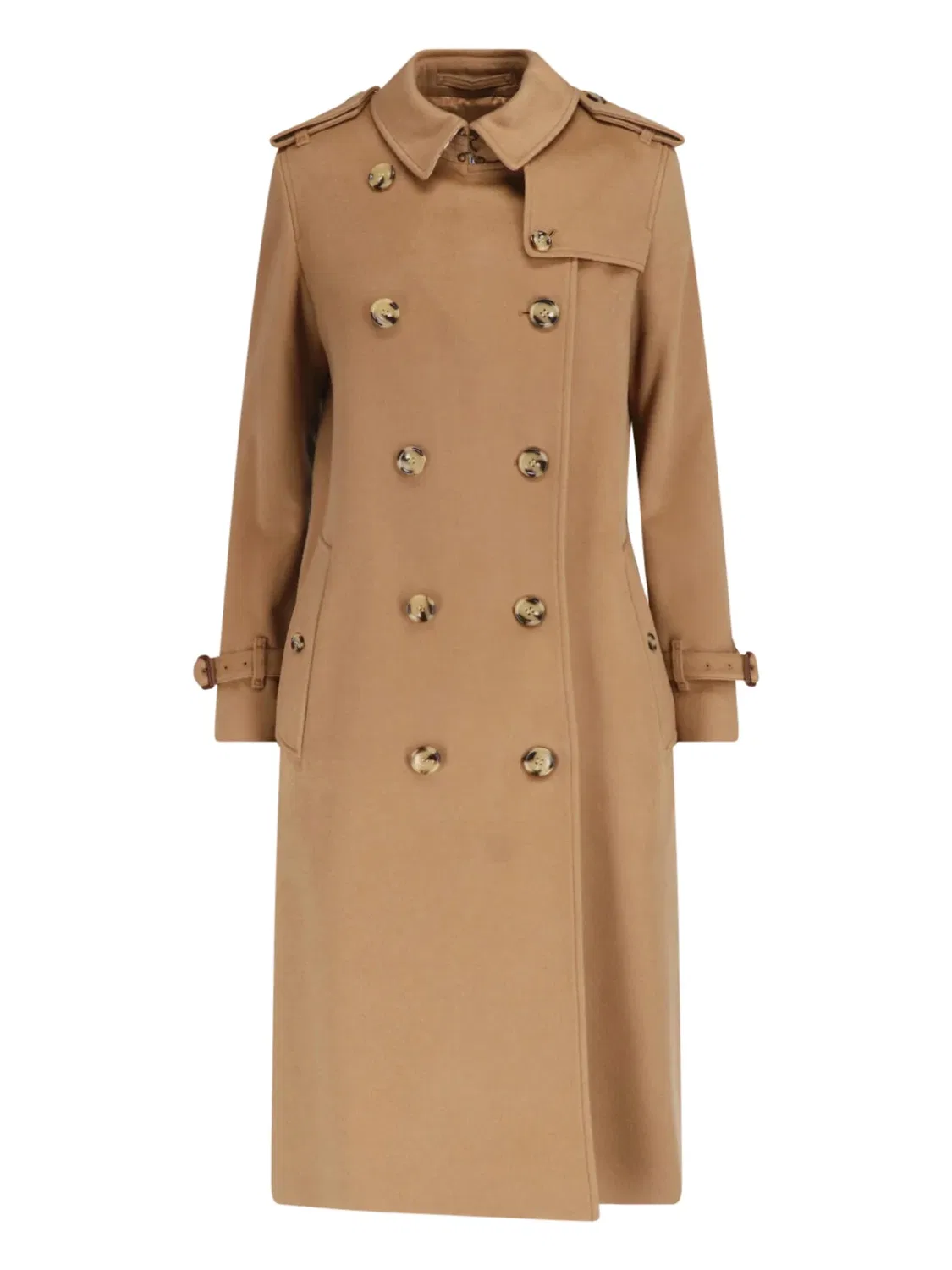 Женское пальто-тренч с поясом из кашемира коричневый Kensington Burberry, коричневый