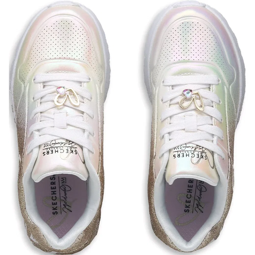 Детские кроссовки jgoldcrown street uno lite Skechers, White/Gold Multi — фото 4