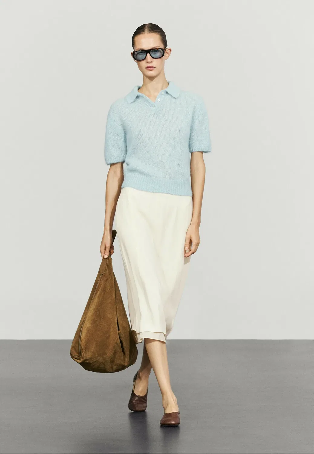 Рубашка поло Massimo Dutti, Light Blue — фото 4