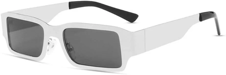 

Женские прямоугольные солнцезащитные очки в стиле стимпанк, ретро-очки в стиле панк с металлической оправой, защита от ультрафиолета UV400 LANGSER, Silver Frame Black