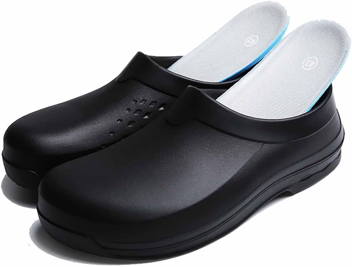 

Противоскользящие кроссовки для ходьбы, маслостойкая и водостойкая рабочая обувь для медсестер, мужские кожаные обувь для сферы питания, обувь для медсестры Gvgkrtkuy, черный