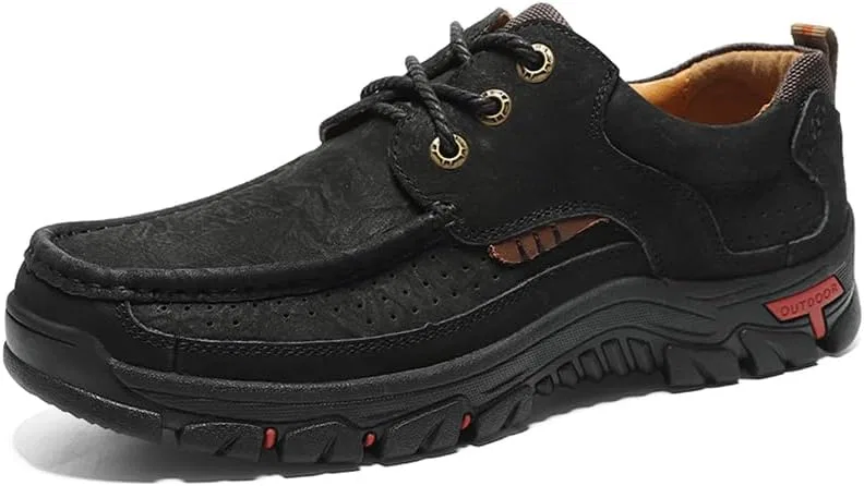 Мужские лоферы кожаные шнурованные повседневные, Black VatigSteps