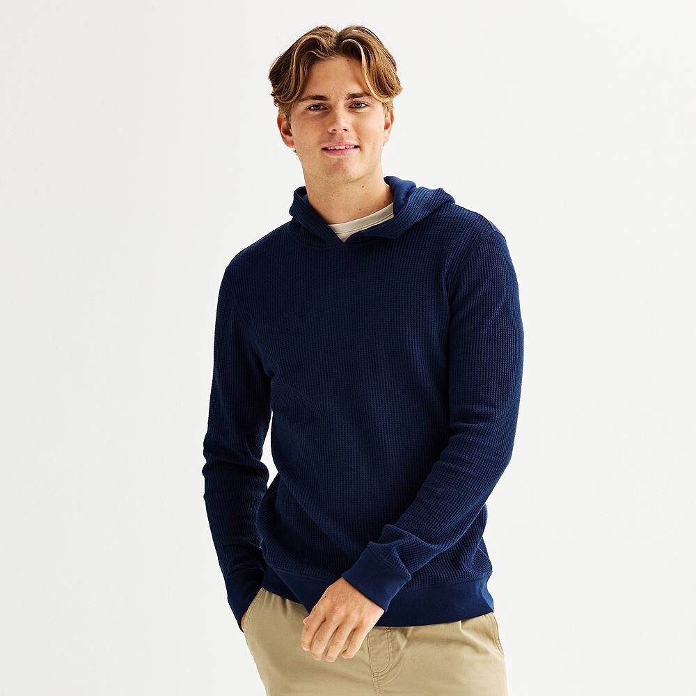 

Мужская худи Sonoma Goods For Life The Essential Waffle Hoodie, темно-синий