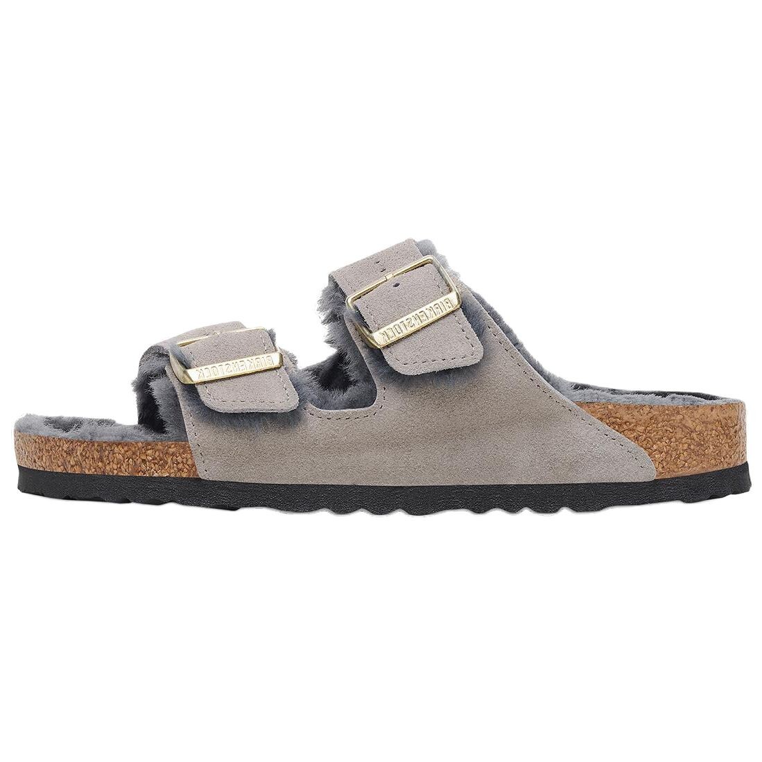 

Шлепанцы Arizona Shearling Series женские Birkenstock, цвет Lime Gray