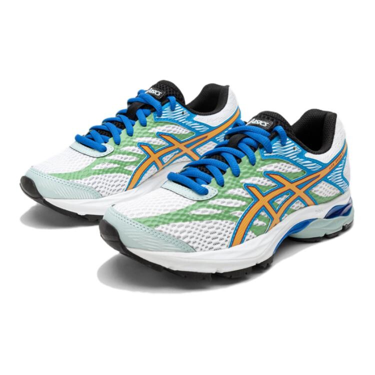 Кроссовки детские Gel-Flux 4 GS Low-top белые/синие/зеленые Asics, белый/синий — фото 3