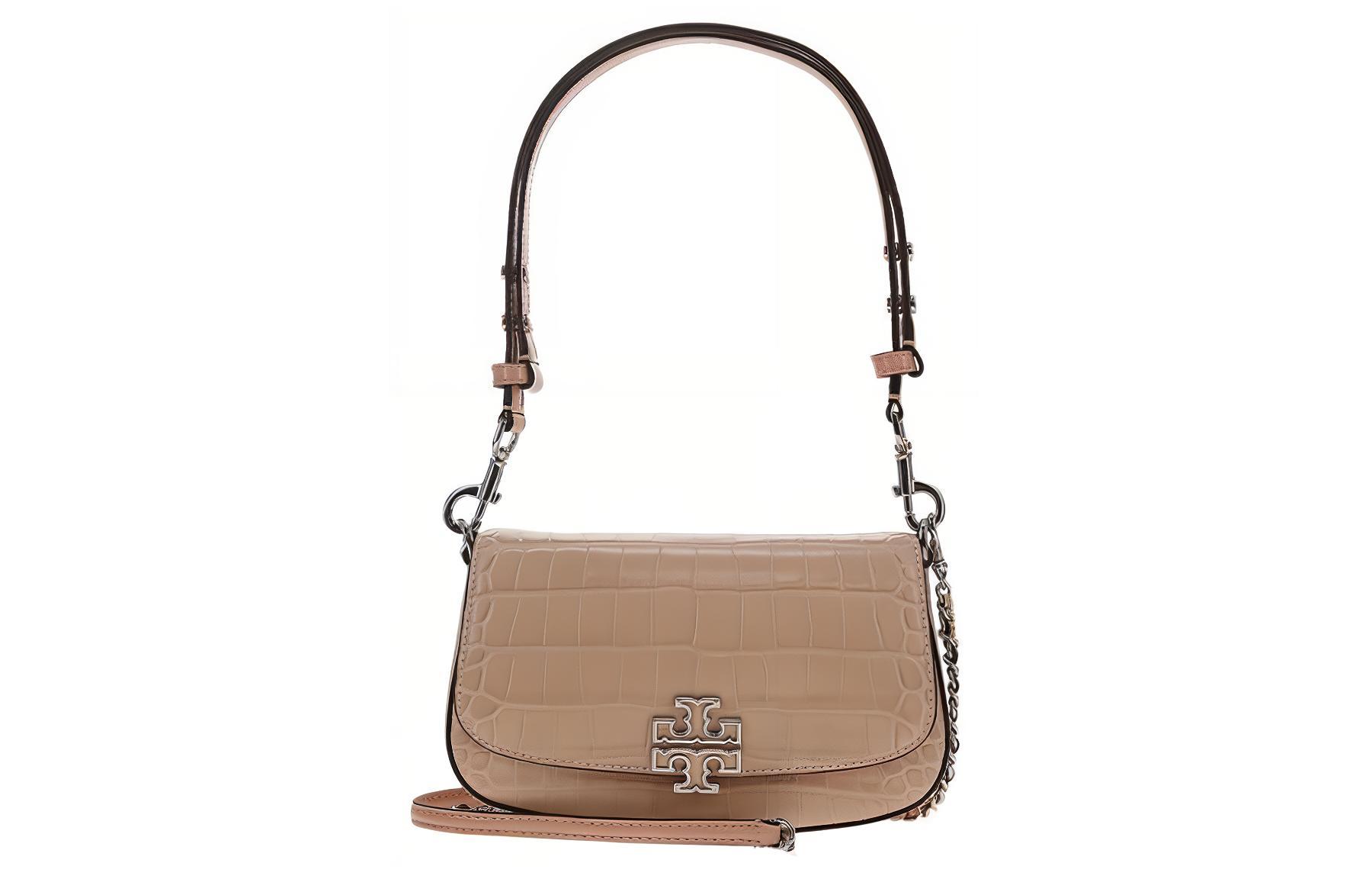 

TORY BURCH Сумка через плечо Britten Leather, женская, серо-коричневого цвета