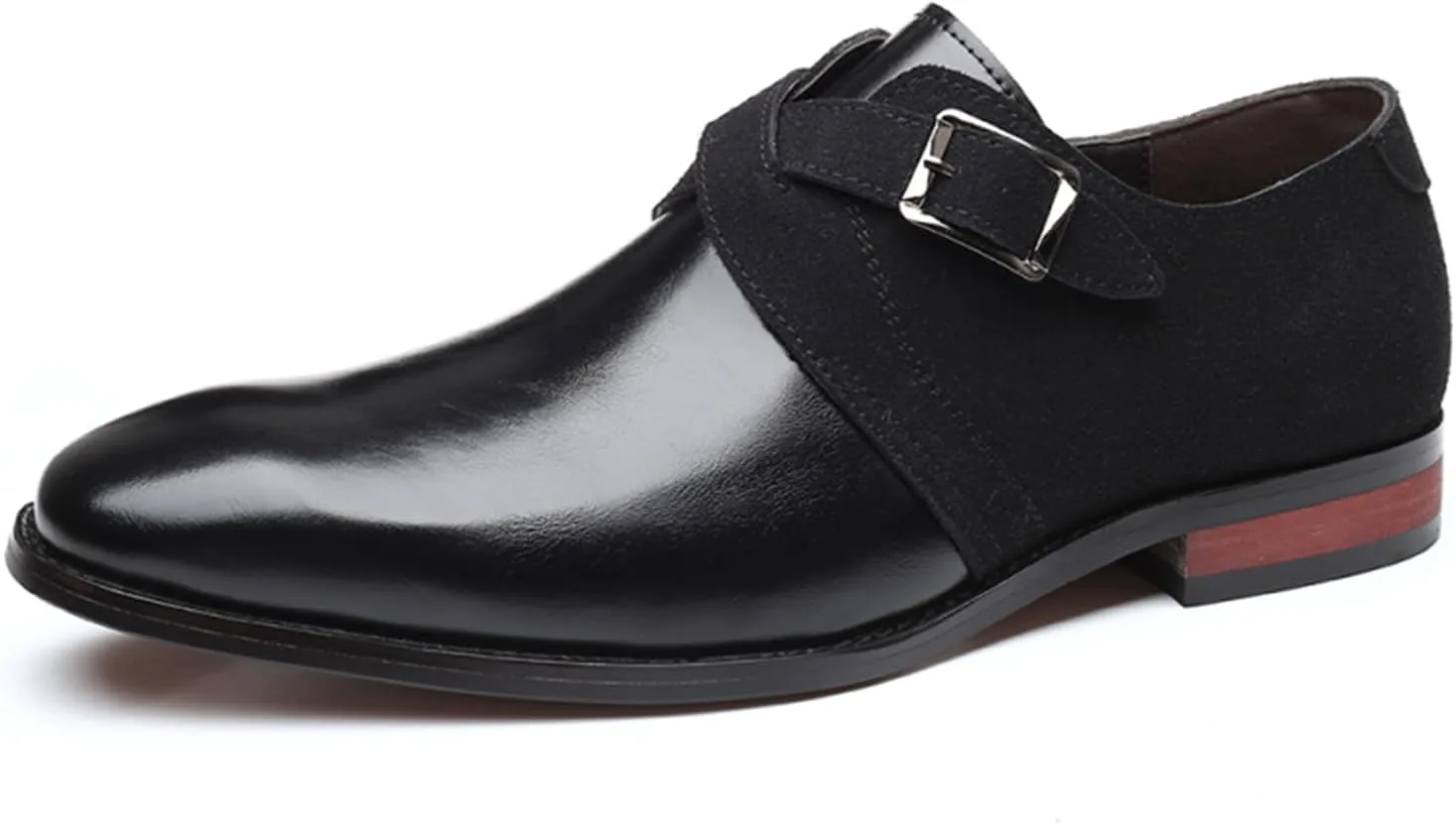

Мужские классические туфли с заостренным носком, пряжкой и ремешком, без шнурков, формальные туфли, классические деловые и свадебные туфли-оксфорды, удобные NIGXWNS, черный