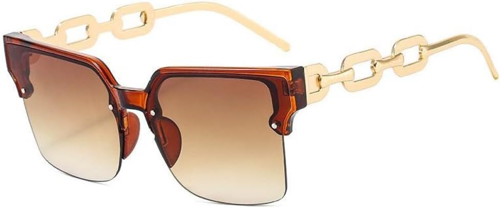 

MUTYNE Модные квадратные солнцезащитные очки для женщин, массивная металлическая цепочка для очков, роскошные трендовые очки для женщин с защитой от УФ-излучения UV400, Orange Pink