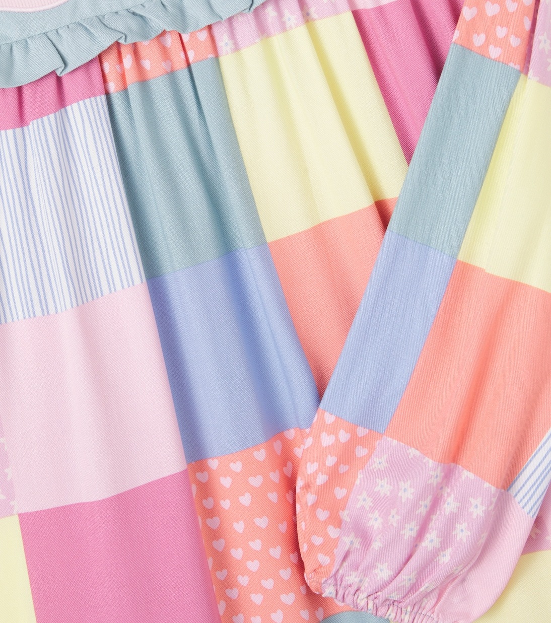 Платье из лоскутного твила Stella McCartney Kids, Multicolor/Multicolor — фото 3