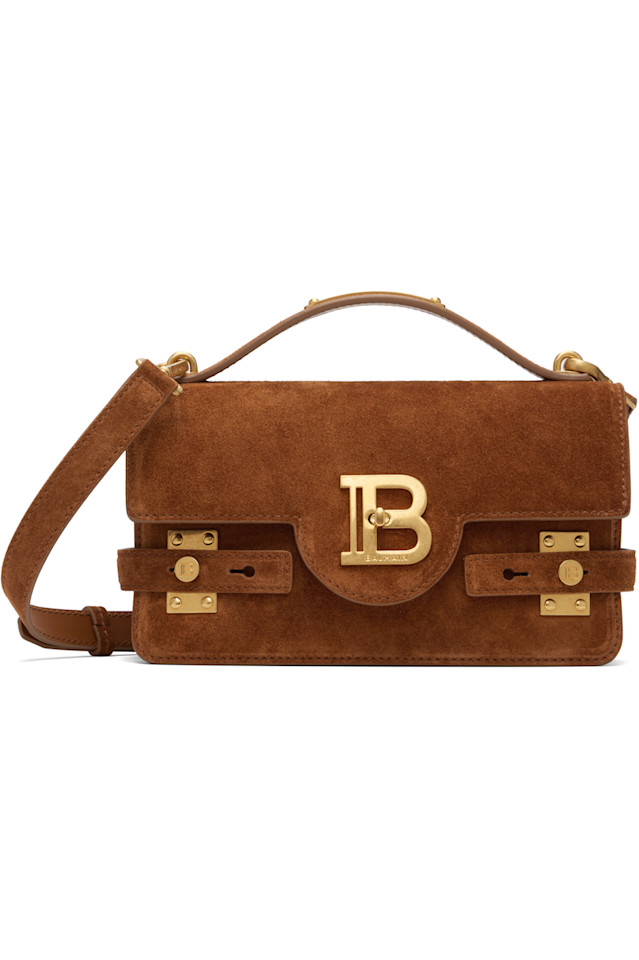 

Balmain Сумка B-Buzz 24 из замши бежевого цвета