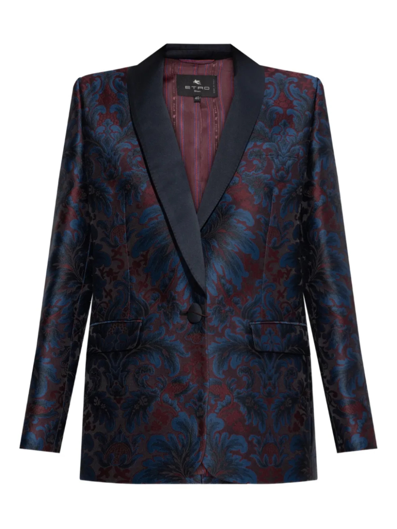

Блейзер ETRO с узором пейсли и лацканами-шалькой, синий
