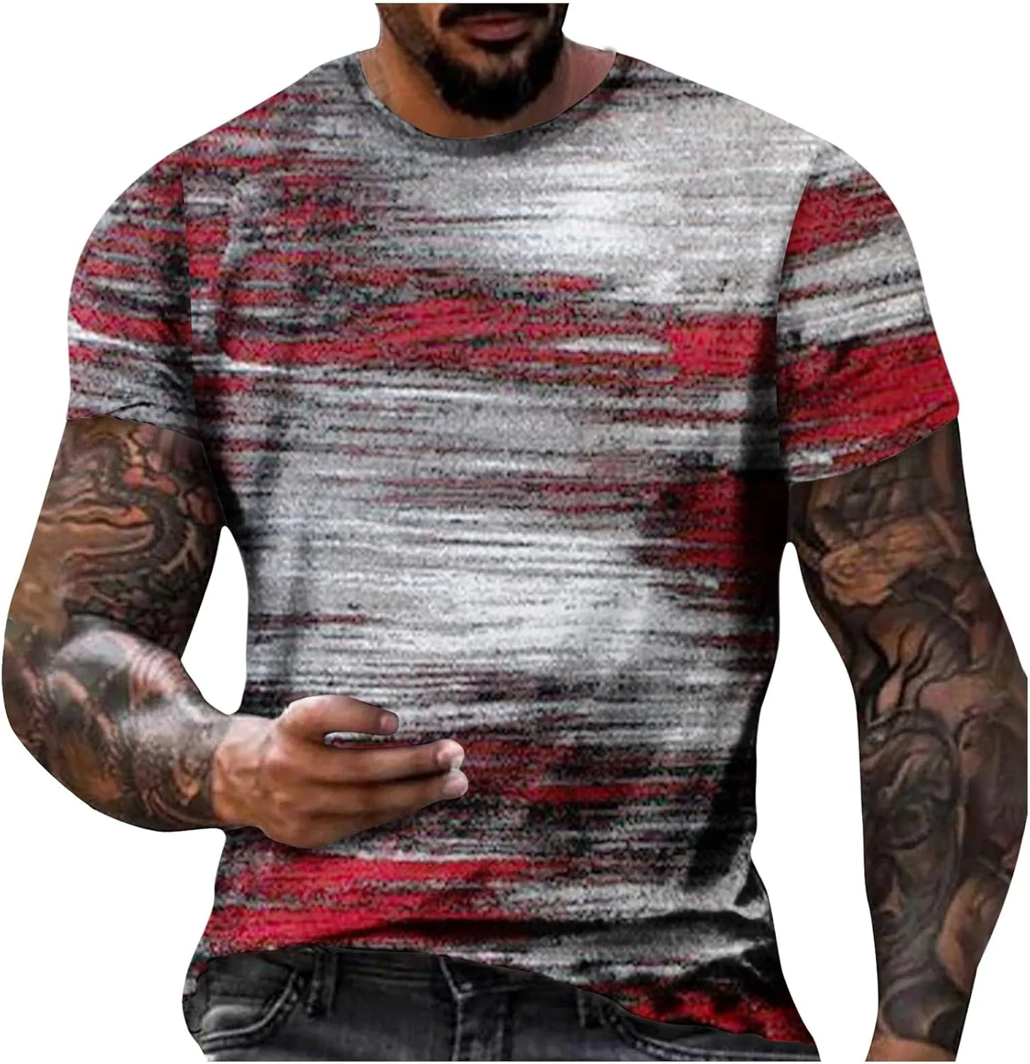 

Мужская футболка с асимметричным принтом, короткий рукав, Plus Size Yxbdin