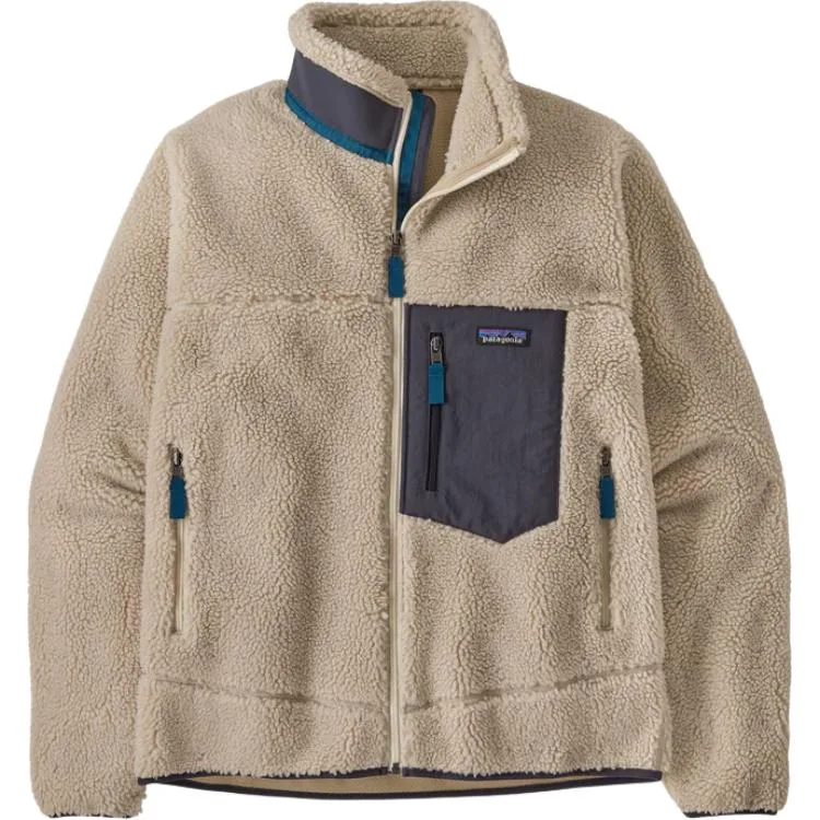 Куртка с контрастными карманами из искусственной овчины Patagonia, Natural & Smolder Blue/NTSB