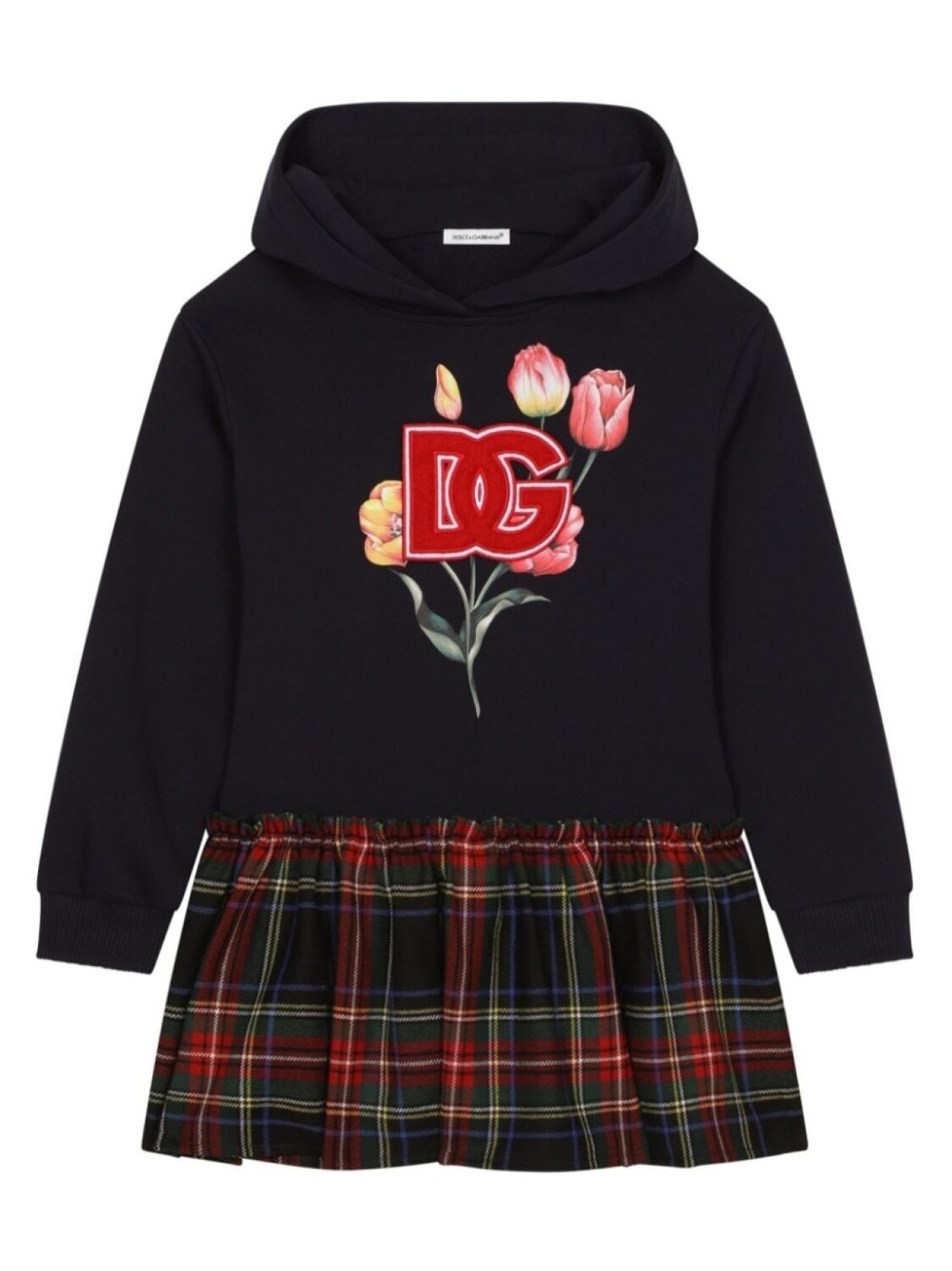 

Dolce & Gabbana Kids платье из джерси в клетку тартан, черный