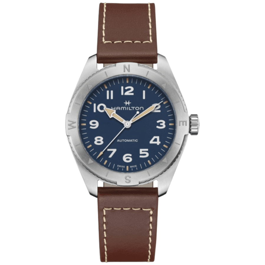 

Мужские часы Hamilton Khaki Field Expedition Auto 41 мм с синим циферблатом и коричневым кожаным ремешком H70315540