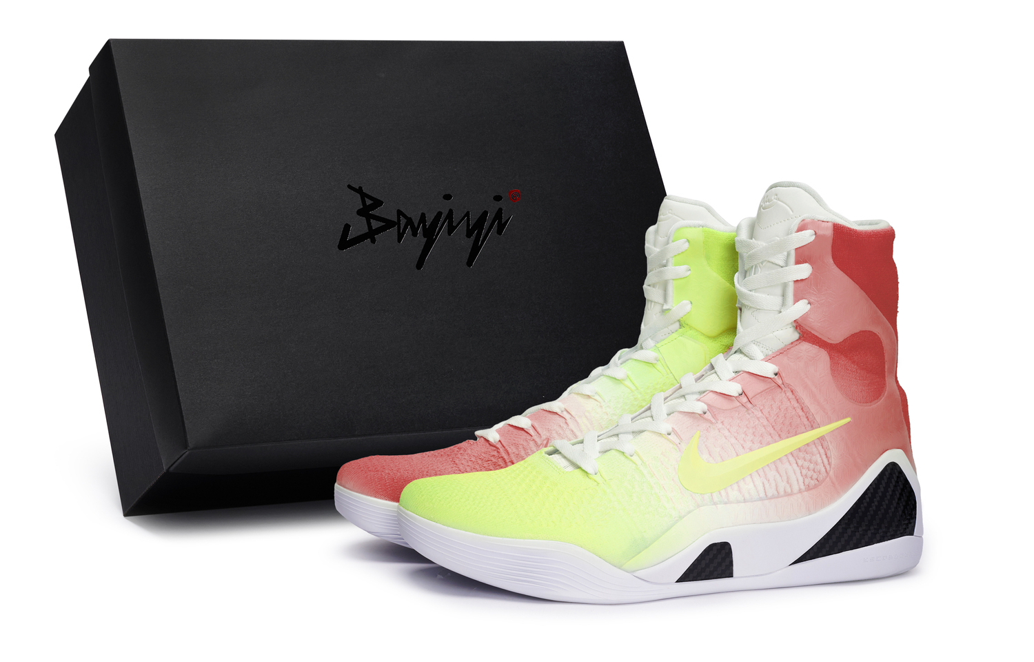 Nike Kobe 9 Противоскользящие баскетбольные кроссовки высокие унисекс белый черный красный желтый