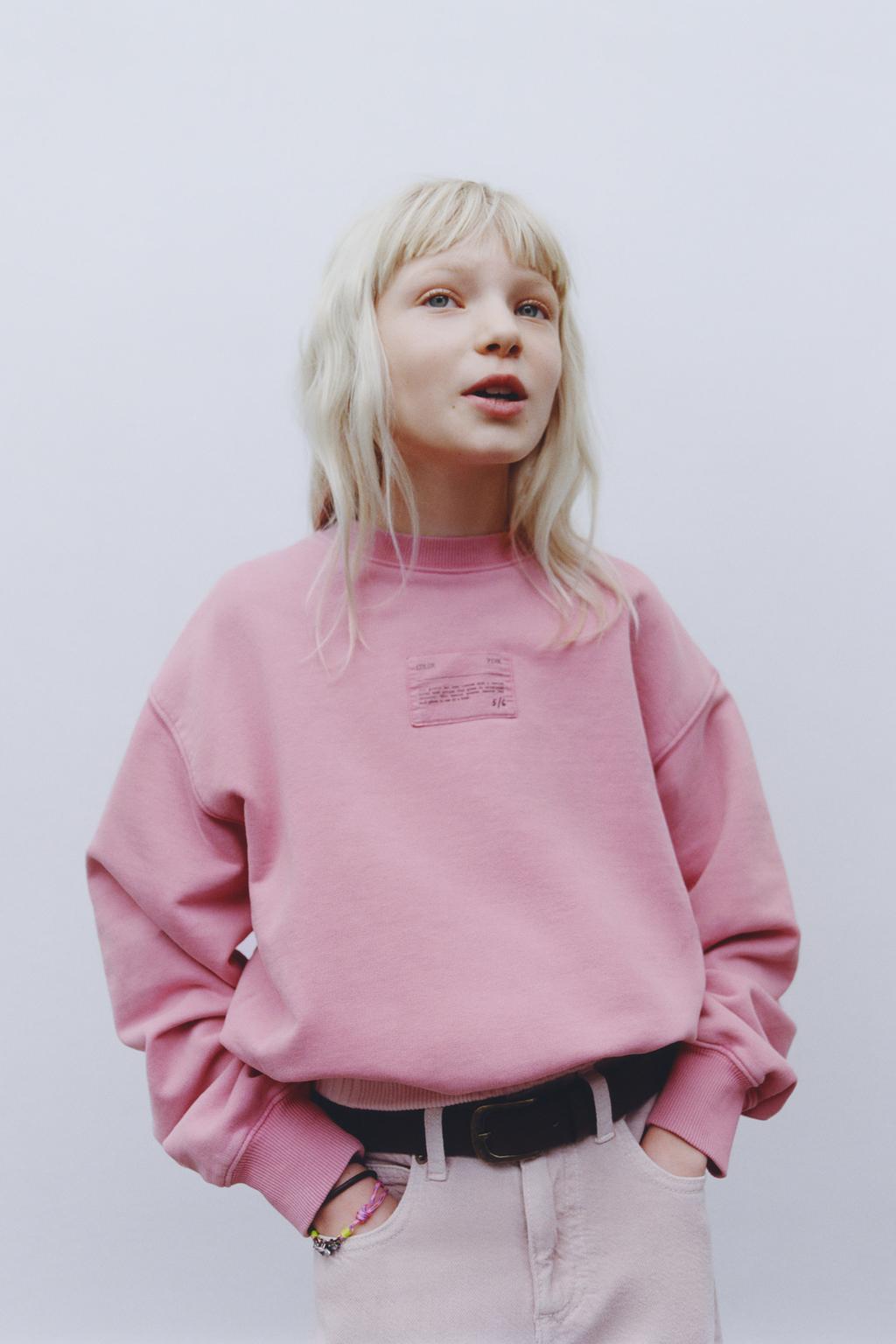 

Укороченная толстовка с надписью "воздушный шар" на подоле ZARA, розовый