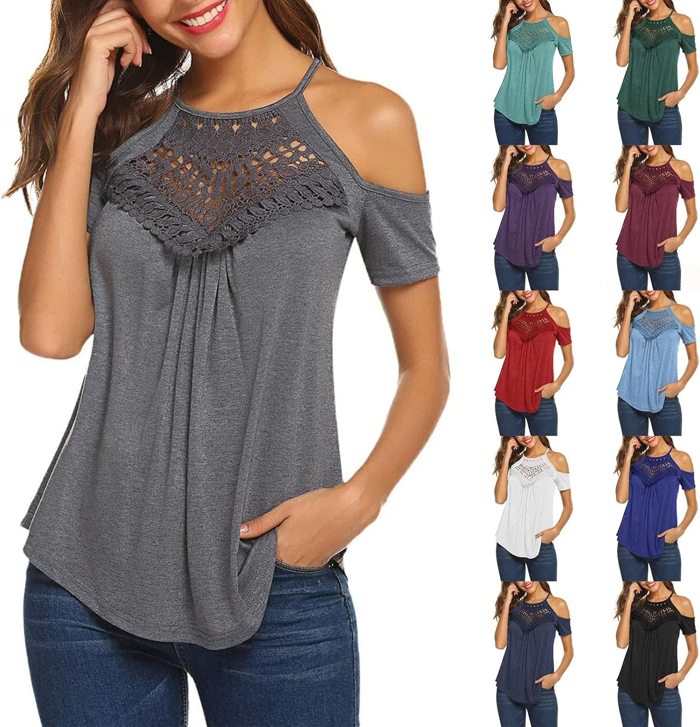 Футболка, летняя, женская, Beach Summer Tops, серый — фото 2