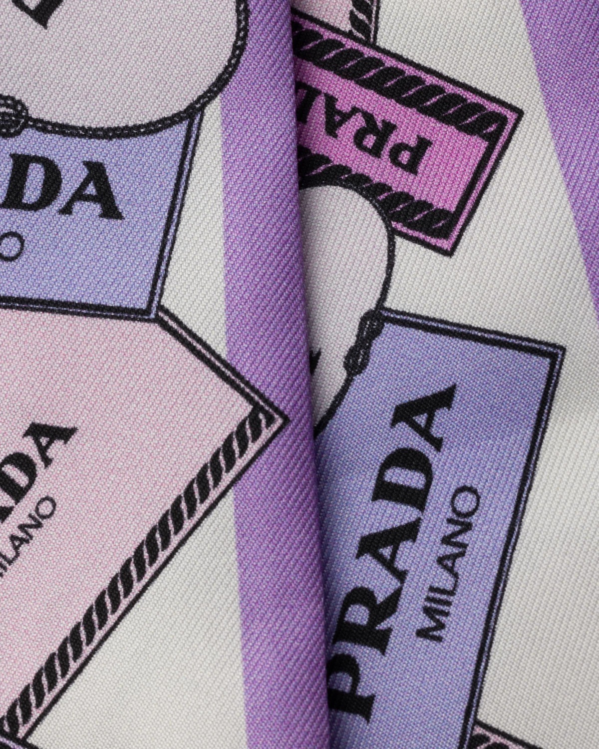 Узкий шарф из принтованного шелкового твила Prada, глициния — фото 2