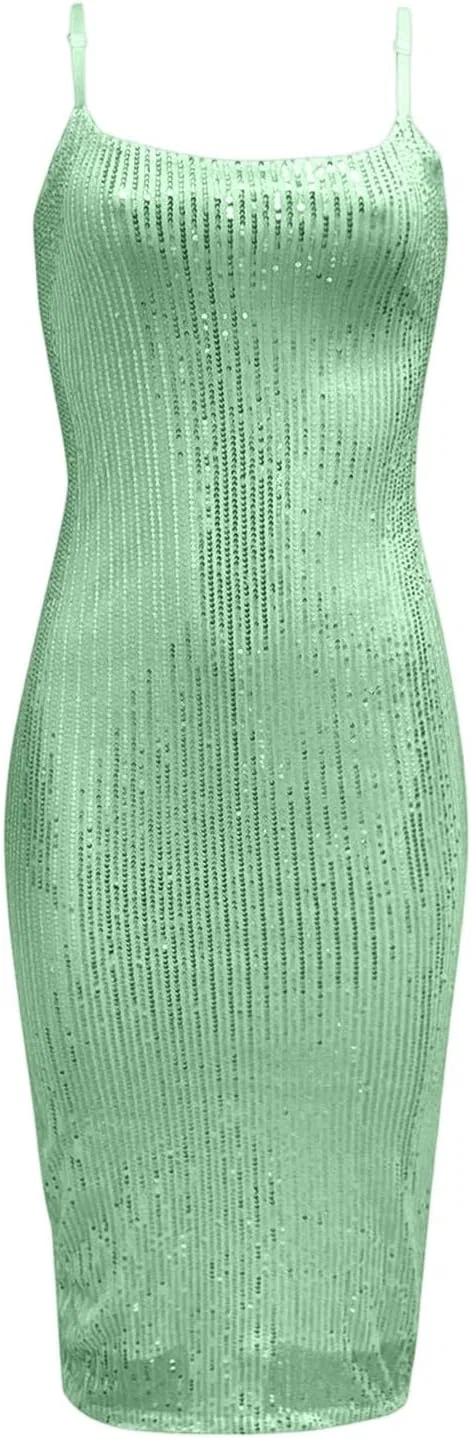Вечернее платье Shine Slim Fit Midi Party Dress Elegant Sleeveless Sequin Evening Dress for Women — фото 3