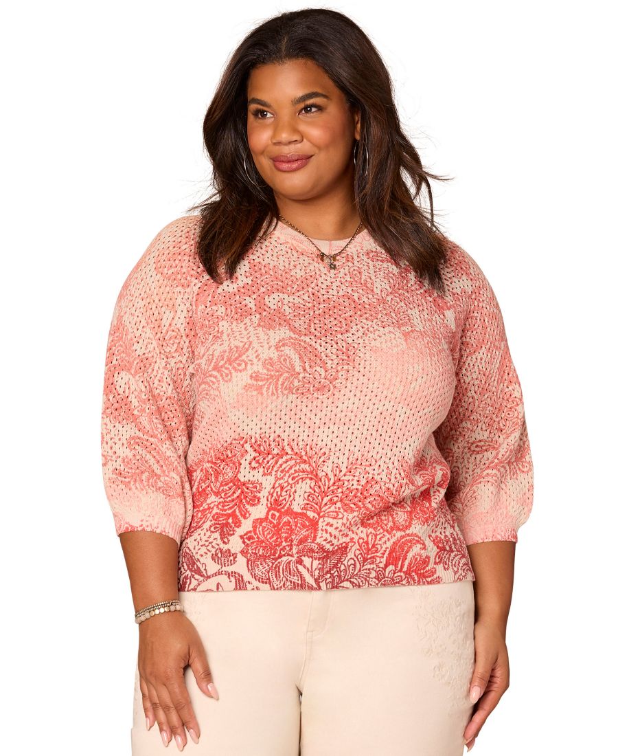 

Женский свитер с принтом, круглым вырезом и рукавами летучая мышь, размер PS-3X Democracy, Oatmeal