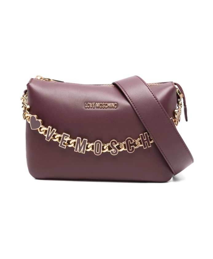 

Бордовая сумка через плечо, стильная модель. Love Moschino, коричневый