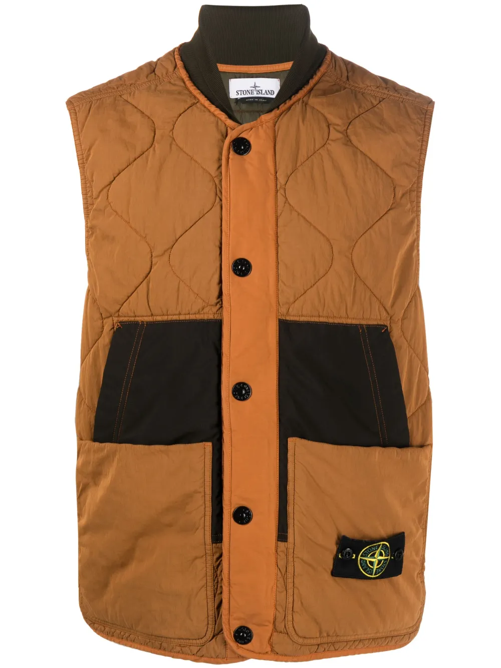 

Стеганый жилет с нашивкой Compass Stone Island, коричневый