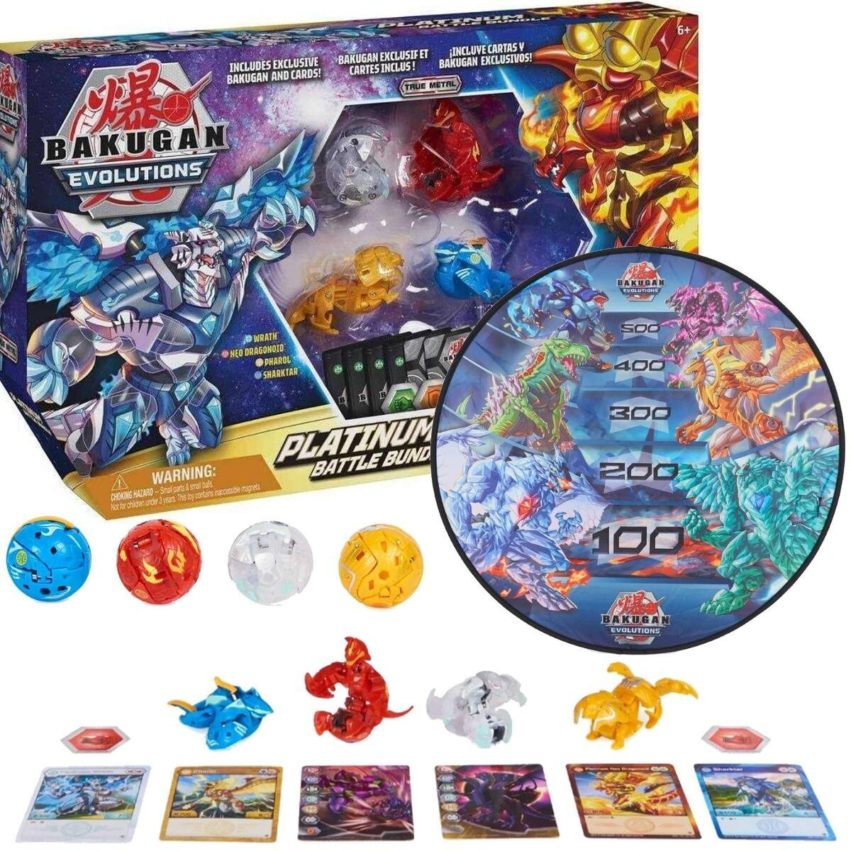 

Большой платиновый боевой набор Bakugan Evolutions, фигурки, карты, коврик BakuCores Spin Master