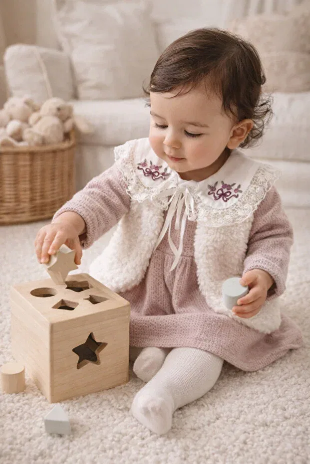 Детский комплект для девочек из трикотажа Uğur Bebe, Powder — фото 3