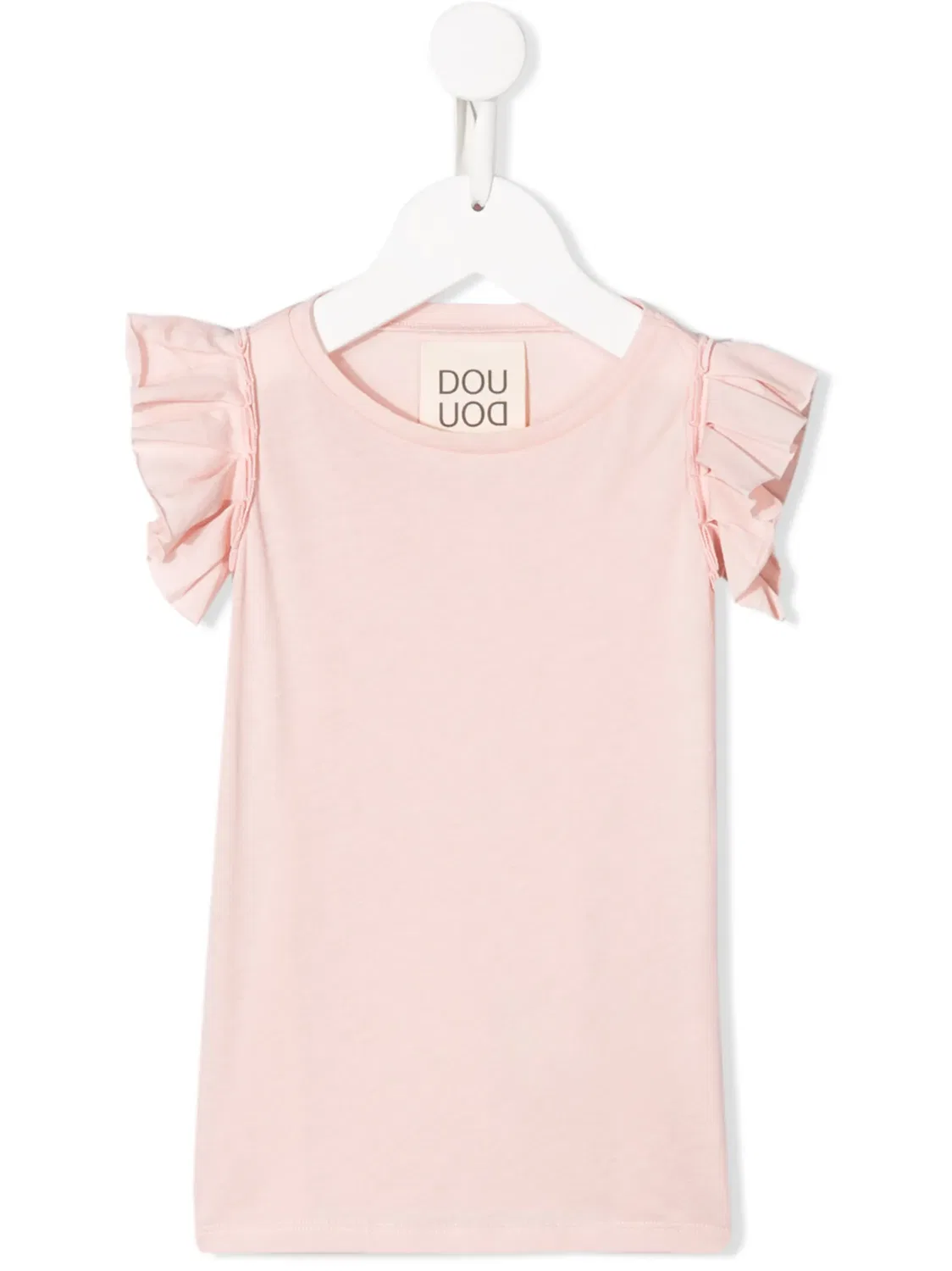 Футболка с рюшами из хлопка розовая Douuod Kids, розовый