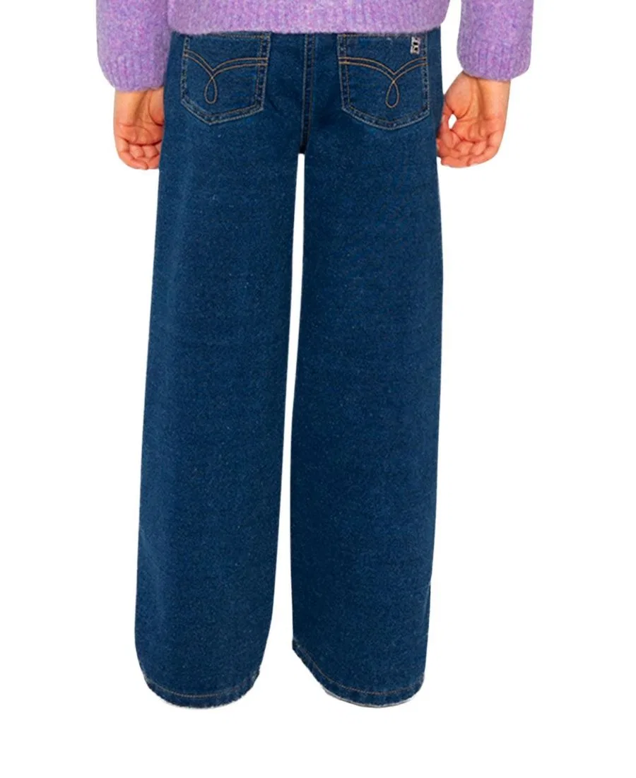 Джеггинсы с люрексом, с широкой штаниной, модель Girls Must-Haves Deux par Deux, Navy Blue Denim — фото 4
