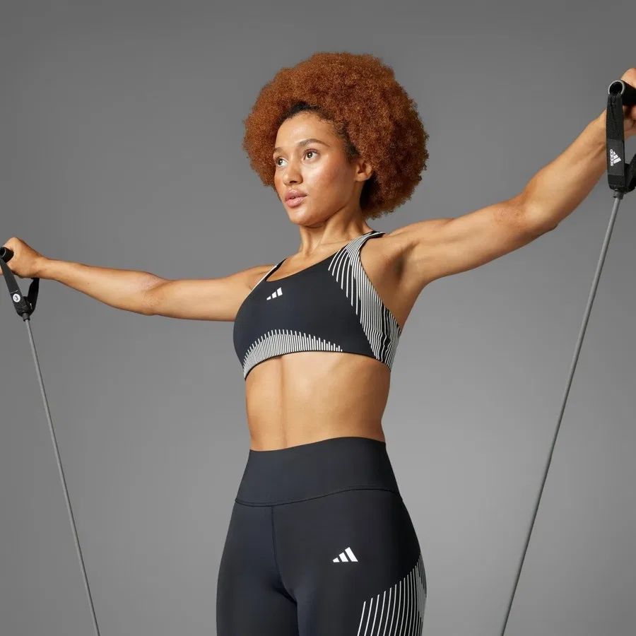 Женский спортивный бюстгальтер с перекрестной спинкой Powerimpact Luxe Training Pro Series adidas, Черно-белый
